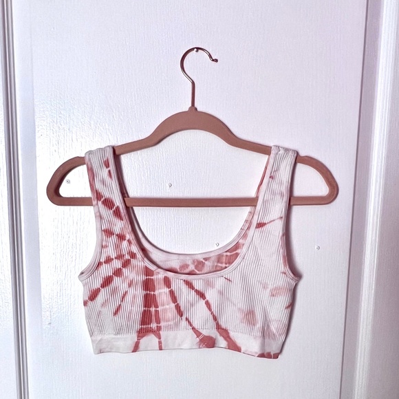 NWOT Colsie Women's Scoop Neck Ribbed Tie Coral/Peach Dye Bralette size M - Picture 4 of 5